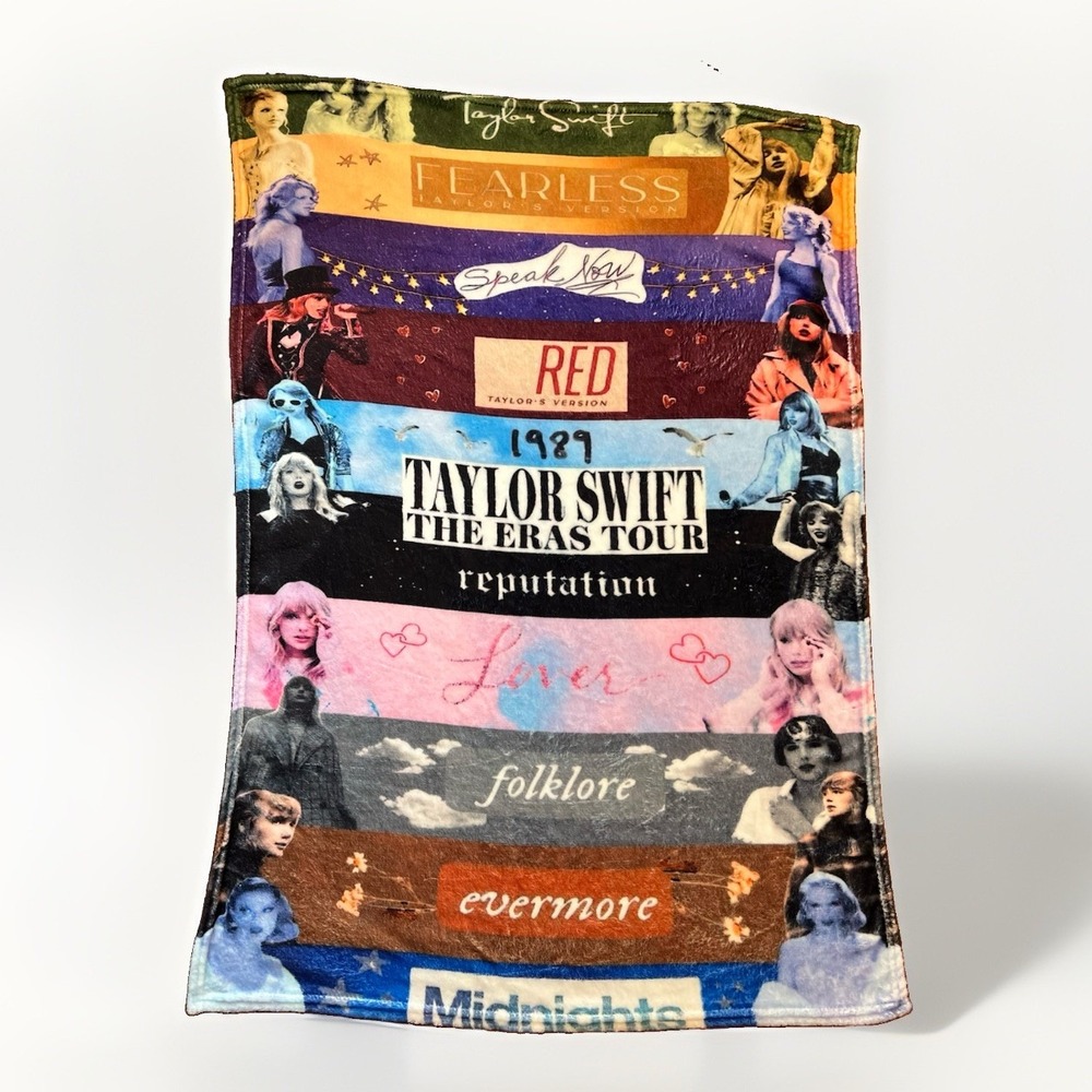 Taylor Swift Eras Tour Albums Fleece Throw Blanket 27x38 Swiftie Fan Collage